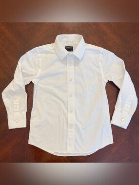 Crewcuts Thompson White Boys' Dress Shirt - Classic Point Collar Size 4-5